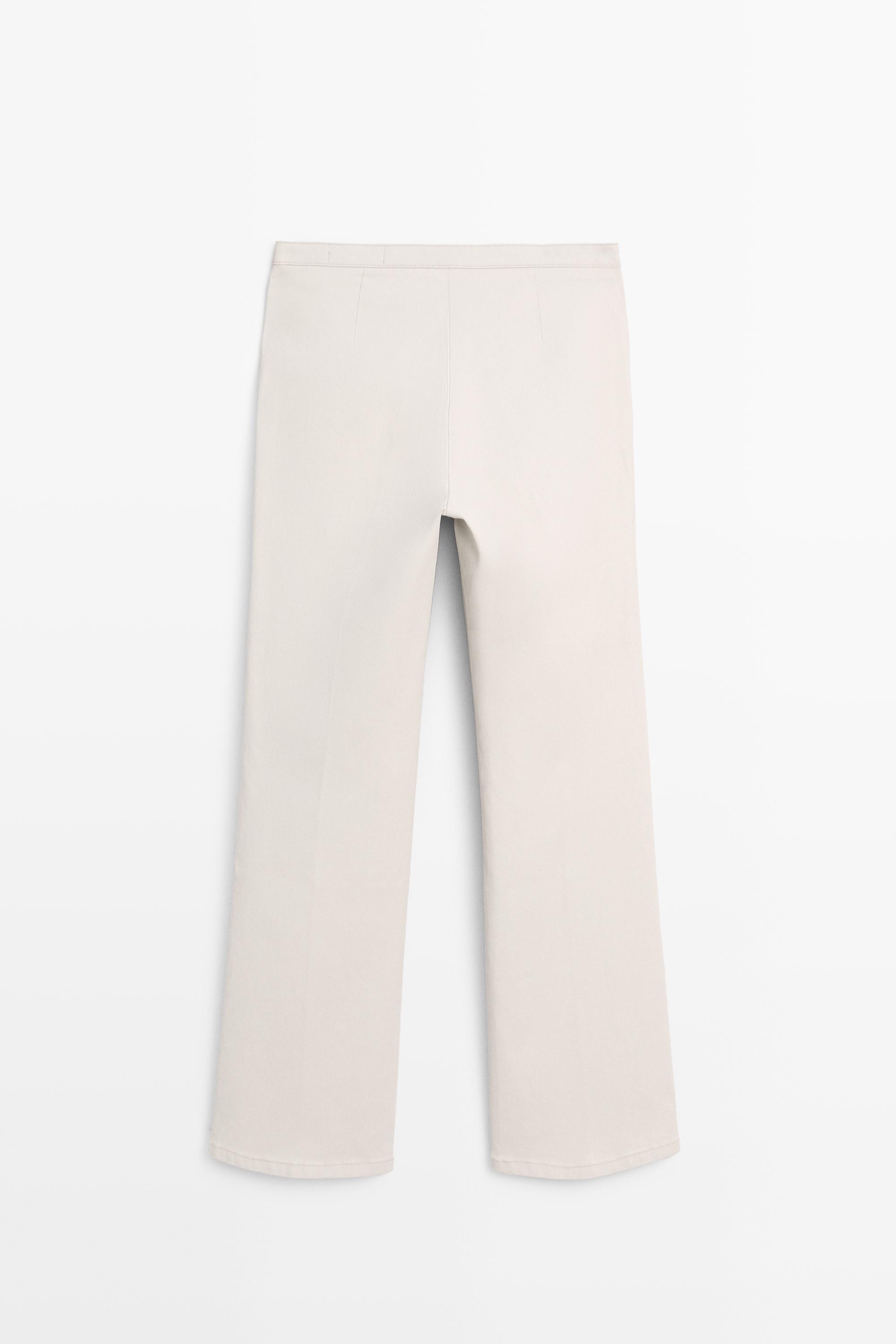 Mid-waist waxed flared pants